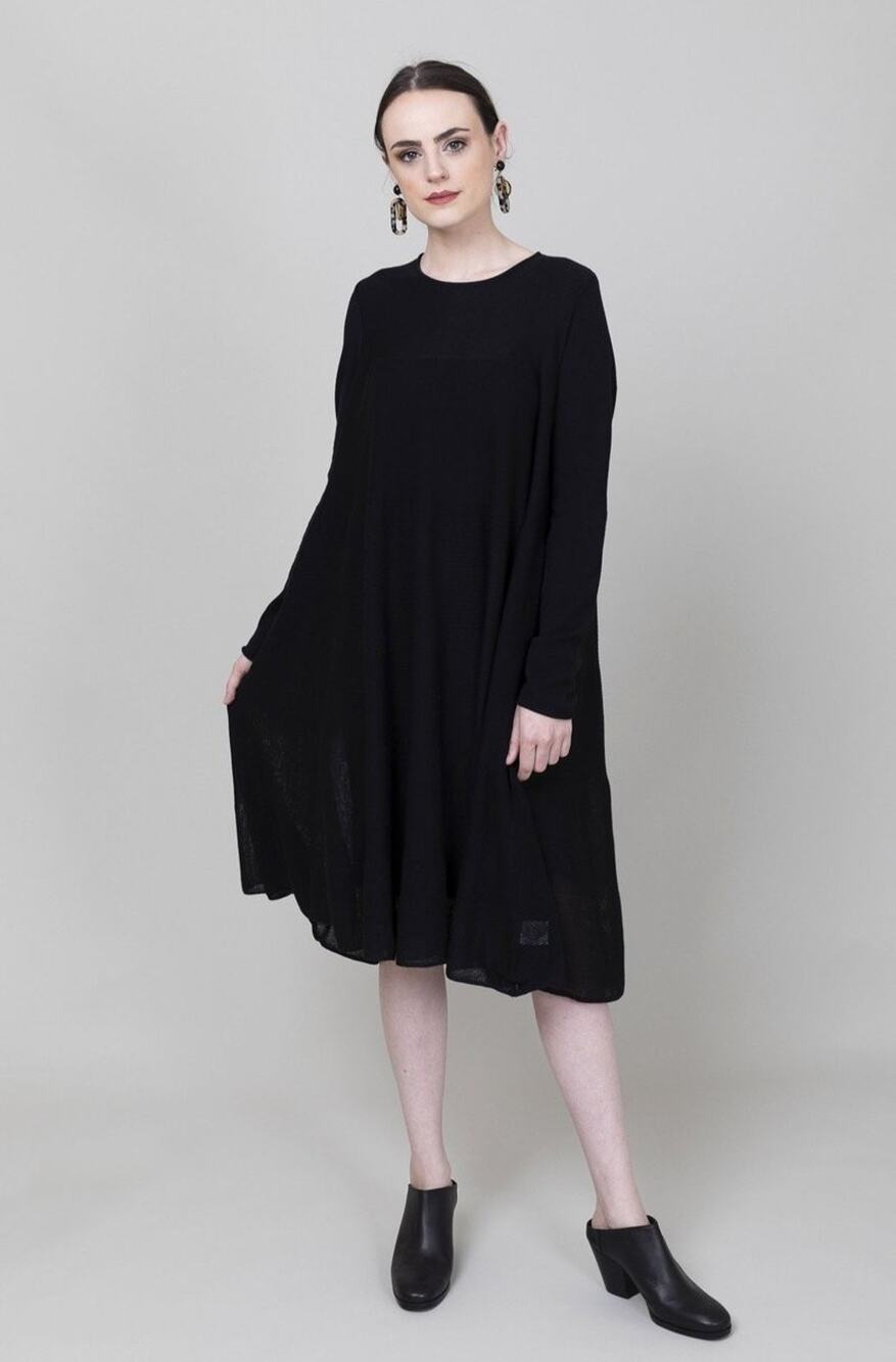 Merlette Addison Knit Black Cotton Blend Midi Dress Large